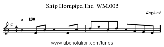 Ship Hornpipe,The. WM.003 - staff notation