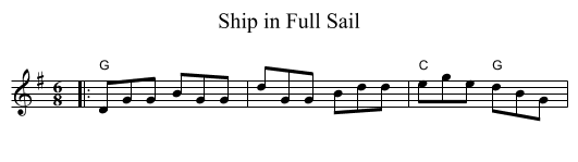Ship in Full Sail - staff notation