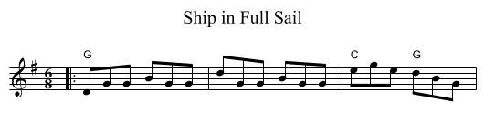 Ship in Full Sail - staff notation