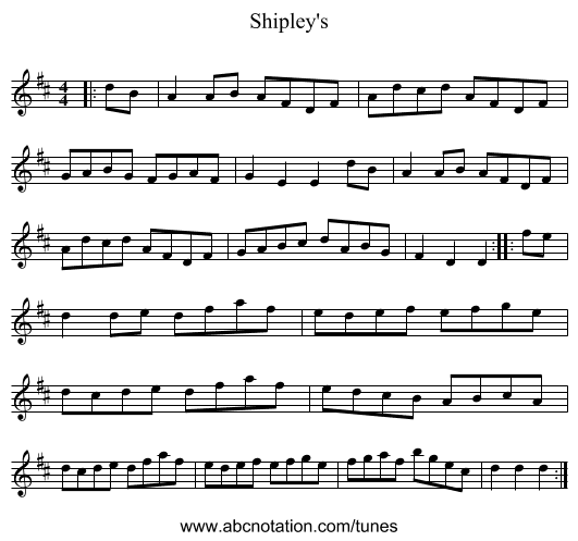 Shipley's - staff notation