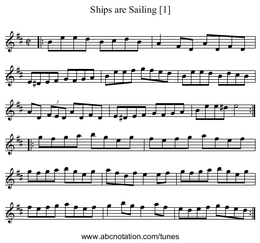 Ships are Sailing [1] - staff notation