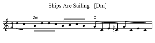Ships Are Sailing   [Dm] - staff notation