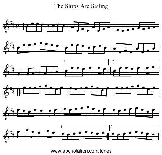 Ships Are Sailing, The - staff notation