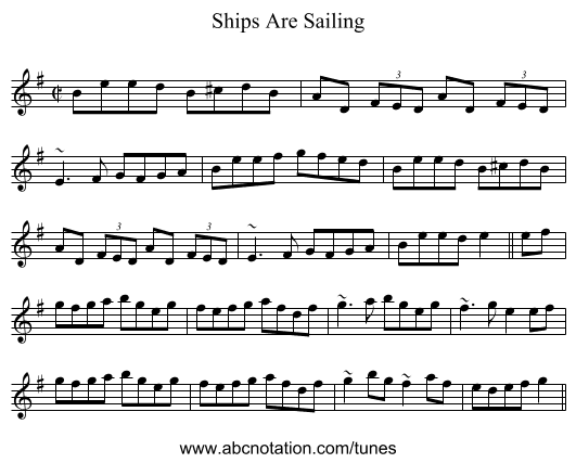 Ships Are Sailing - staff notation