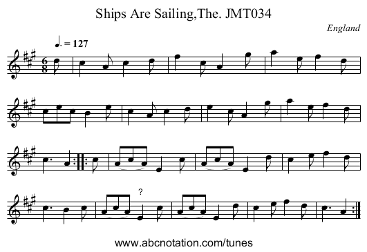 Ships Are Sailing,The. JMT034 - staff notation