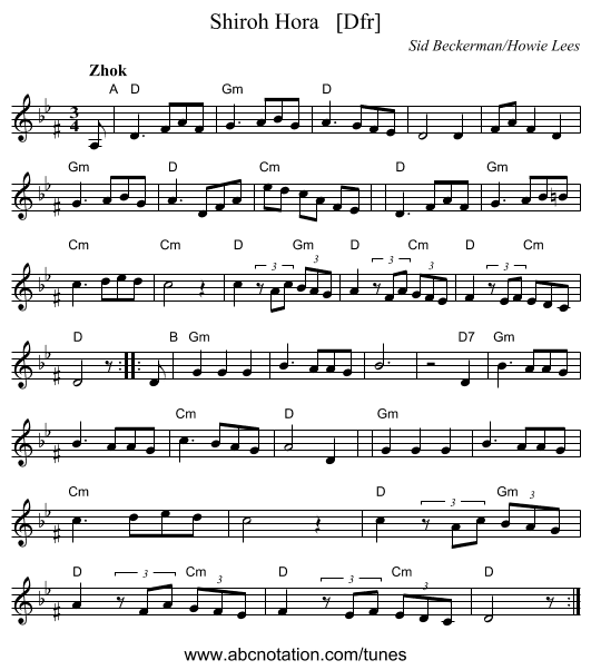 Shiroh Hora   [Dfr] - staff notation