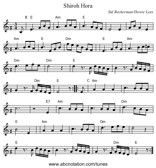 Shiroh Hora - staff notation