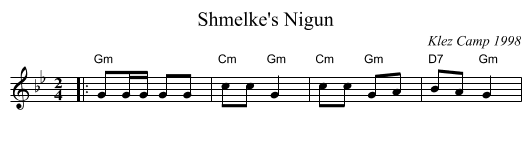 Shmelke's Nigun - staff notation