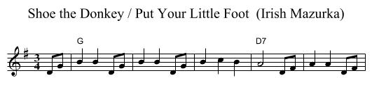 Shoe the Donkey / Put Your Little Foot  (Irish Mazurka) - staff notation