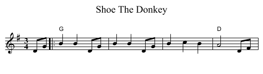 Shoe The Donkey - staff notation