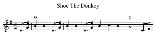 Shoe The Donkey - staff notation