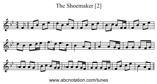 Shoemaker [2], The - staff notation
