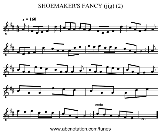 SHOEMAKER'S FANCY (jig) (2) - staff notation