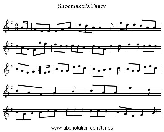 Shoemaker's Fancy - staff notation