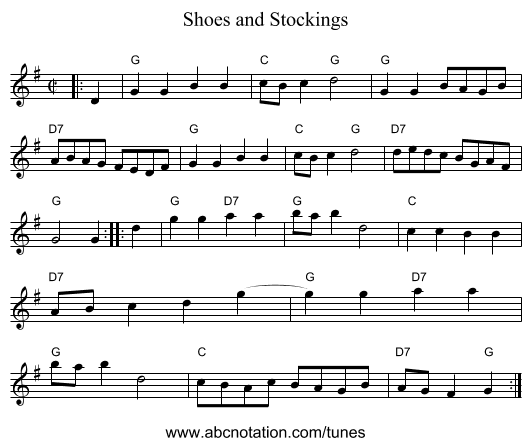 Shoes and Stockings - staff notation