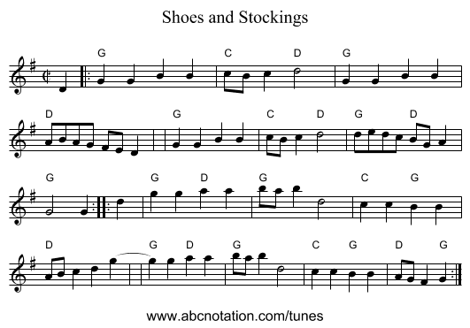 Shoes and Stockings - staff notation