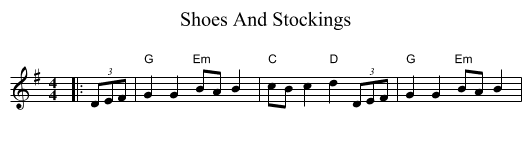 Shoes And Stockings - staff notation