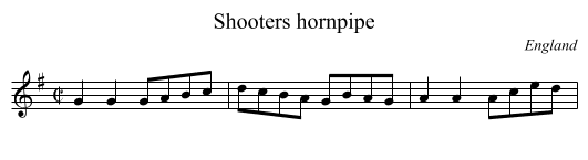 Shooters hornpipe - staff notation