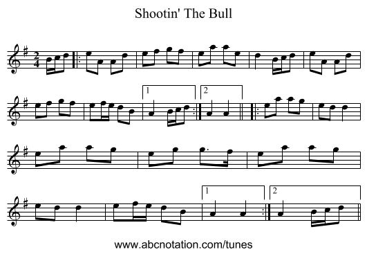 Shootin' The Bull - staff notation