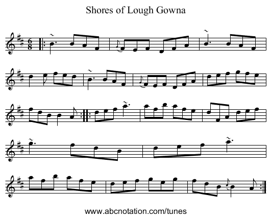 Shores of Lough Gowna - staff notation