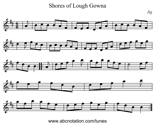 Shores of Lough Gowna - staff notation