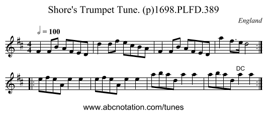 Shore's Trumpet Tune. (p)1698.PLFD.389 - staff notation
