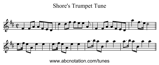 Shore's Trumpet Tune - staff notation