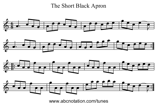 Short Black Apron, The - staff notation