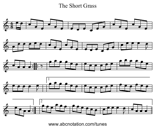 Short Grass, The - staff notation