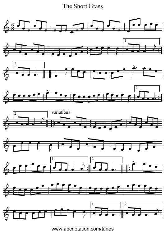 Short Grass, The - staff notation