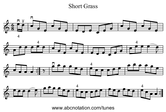 Short Grass - staff notation