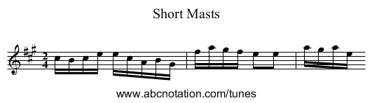 Short Masts - staff notation