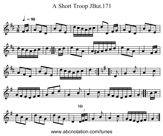 Short Troop JBut.171, A - staff notation