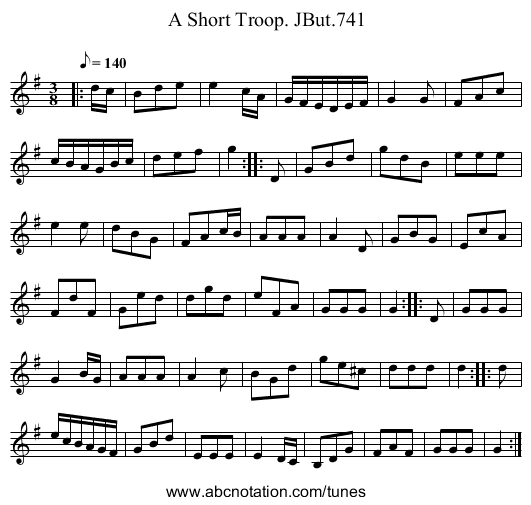 Short Troop. JBut.741, A - staff notation