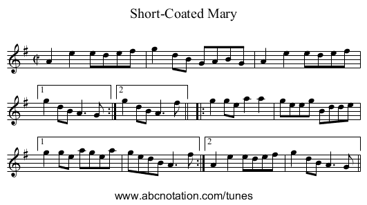 Short-Coated Mary - staff notation
