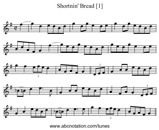 Shortnin' Bread [1] - staff notation