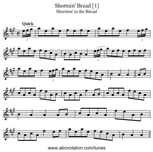 Shortnin' Bread [1] - staff notation