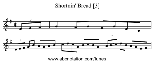 Shortnin' Bread [3] - staff notation