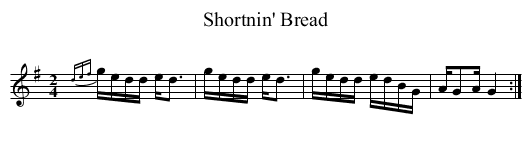 Shortnin' Bread - staff notation