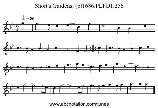 Short's Gardens. (p)1686.PLFD1.256 - staff notation