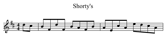 Shorty's - staff notation