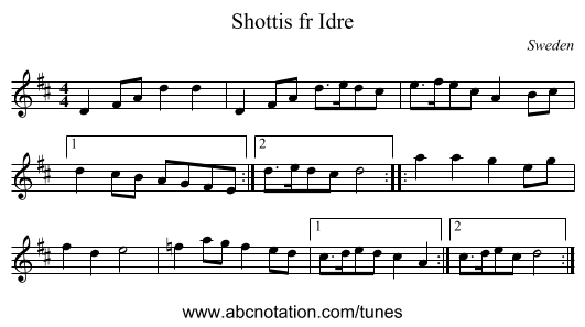 Shottis fr Idre - staff notation