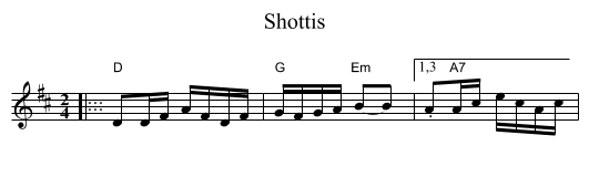 Shottis - staff notation