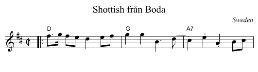 Shottish fr&aring;n Boda - staff notation
