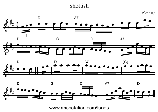 Shottish - staff notation