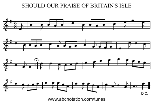 SHOULD OUR PRAISE OF BRITAIN'S ISLE - staff notation