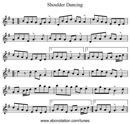 Shoulder Dancing - staff notation