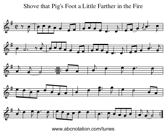 Shove that Pig's Foot a Little Farther in the Fire - staff notation