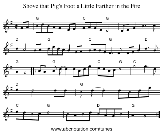 Shove that Pig's Foot a Little Farther in the Fire - staff notation