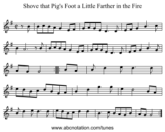 Shove that Pig's Foot a Little Farther in the Fire - staff notation